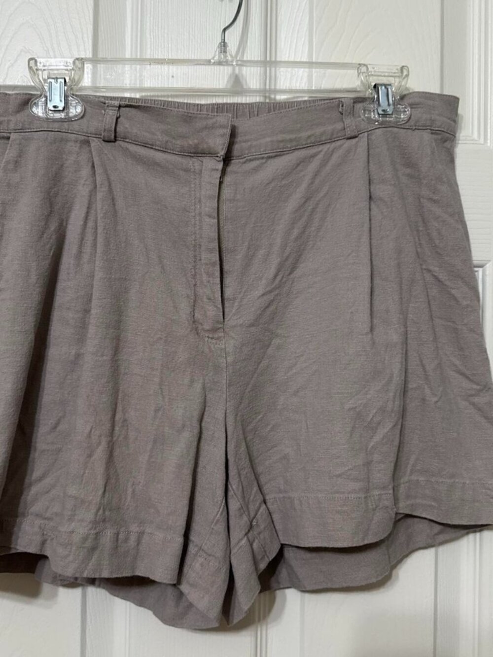 Grey/taupe brown cable & gauge 10 linen feel shorts #summer #pleated